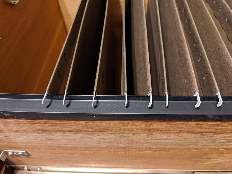 Custom Accents PVC Hanging File Rail for 1/2 Drawer Sides 2 Feet Long Black (Sold in Pairs) - Image 1